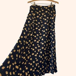 Black Reformation Maxi Skirt with Yellow Roses
